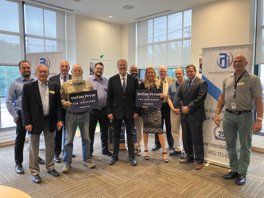 HAPPY TO SUPPORT: The Rhode Island Manufacturers Association endorsed general Treasurer candidate Stefan Pryor Thursday. (Herald photo)