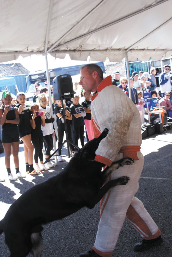 K-9 DEMONSTRATIONS: The Cranston Police Department&rsquo;s Harvest Festival included K-9 demonstrations. Here, Zeus attacks Shane O&rsquo;Donnell from the Cranston Police Department.