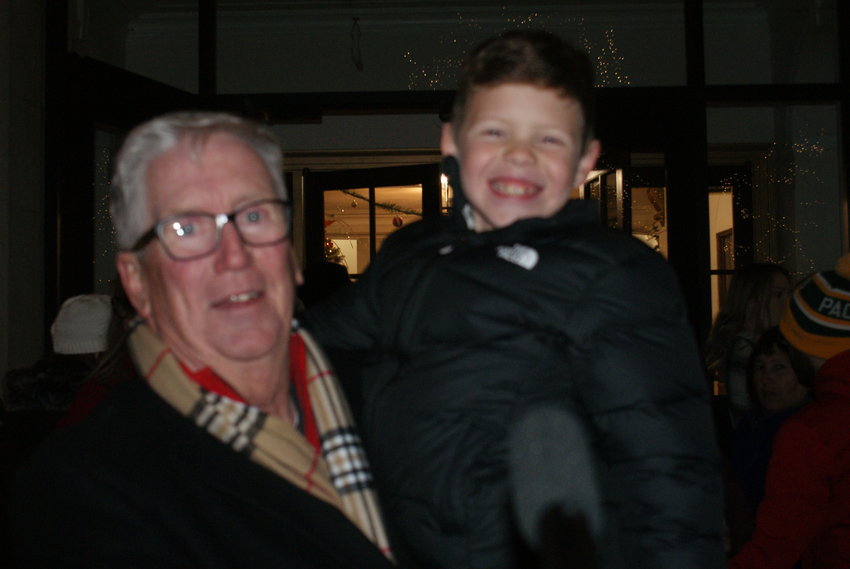 THREE, TWO, ONE, LIGHTS! Mayor Ken Hopkins&rsquo; grandson JJ Ortega lights the Christmas tree outside City Hall.