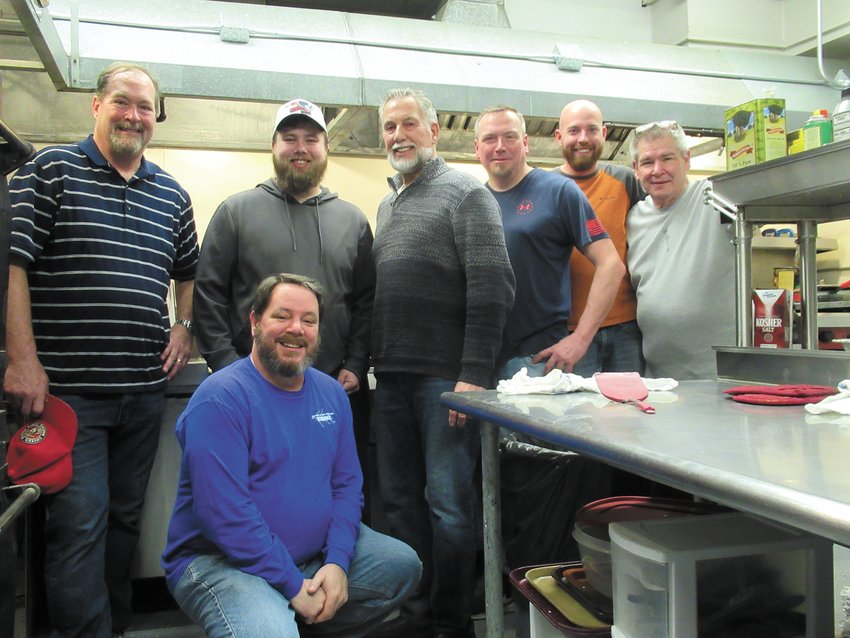 CLASSIC COOKS: Among the men who cooked Sunday&rsquo;s Past Exalted Rulers Association Mid-Winter Get Tougher, are Eric Tellier, Bill Woodcock, Mike Holton, Mark Eaton, Jim Fletcher, Dave Remes and Bob Streton.