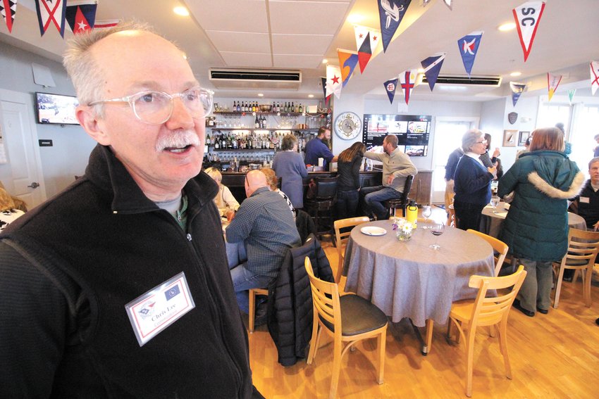 LOTS OF INTEREST: Fresh from racing in the club&rsquo;s frostbite fleet Sunday afternoon, Edgewood Yacht Club commodore Chris Lee was pleased by the turnout at the club&rsquo;s open house Sunday.  (Cranston Herald photos)