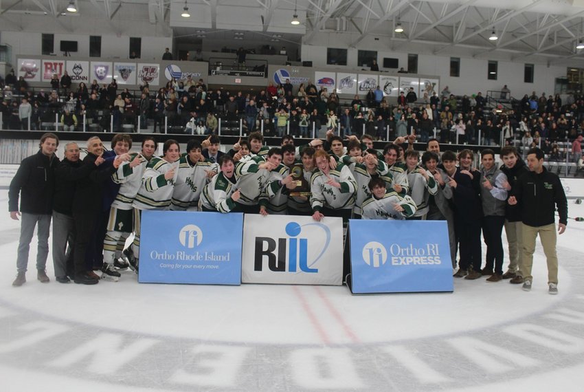 THREE-PEAT: The Hendricken hockey team at states. (Photos by Alex Sponseller)