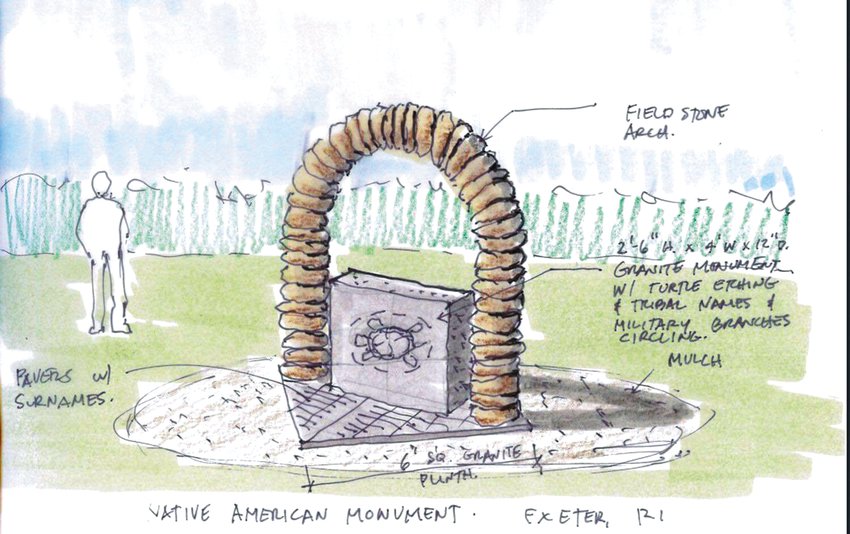 Rendering of monument honoring Native Americans at Veterans Cemetery