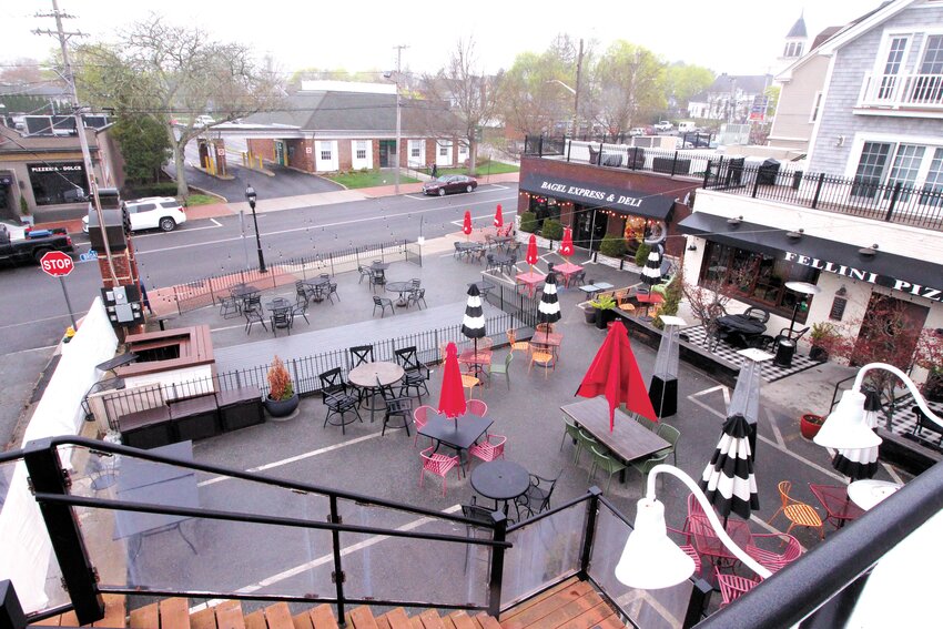 ONCE PARKING NOW DINING: The parking lot that has transformed into the Pawtuxet Village Square.