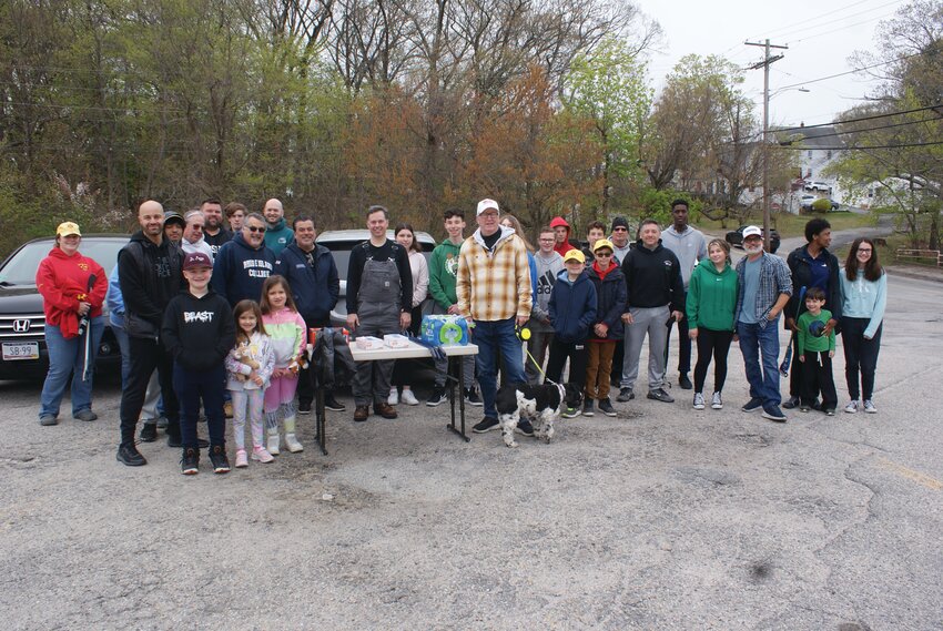 READY TO CLEAN: Organized by the Councilman, a group of volunteers gets ready to team up and make Meshanticut beautiful again in honor of Earth day. (Photos by Steve Popiel)