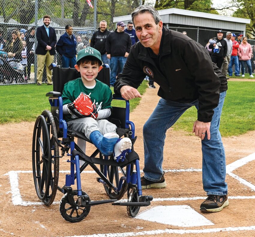 HANGING WITH THE MAYOR: Mayor Frank Picozzi chats with Tommy Kirschner during Opening Day.