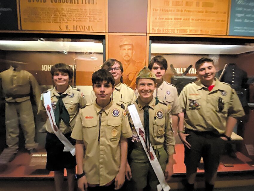 WHAT THEY WORE: The boys of Troop 7 Buttonwoods compared the uniforms worn by Union and Confederate soldiers to their own while on a tour of the museum. (Submitted Photos)