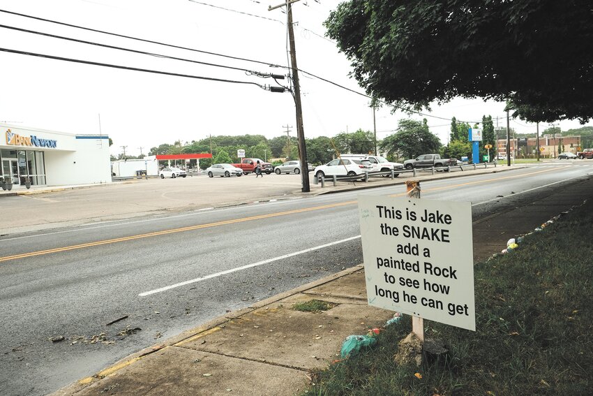 JUST THE BEGINNING: Jake the Snake is growing larger by the day on Strawberry Field Road  near Wilde&rsquo;s Corner. (Warwick Beacon photo by Will Steinfeld