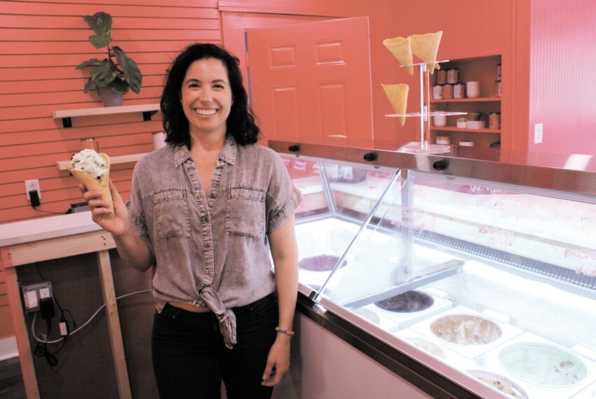 TALK ABOUT SCOOPS, OR WAS IT SOUPS? Lily Scott shows off her homemade lasagna soup, which is served with bread she makes herself, and some mint chocolate chip ice cream from Warwick Ice Cream.