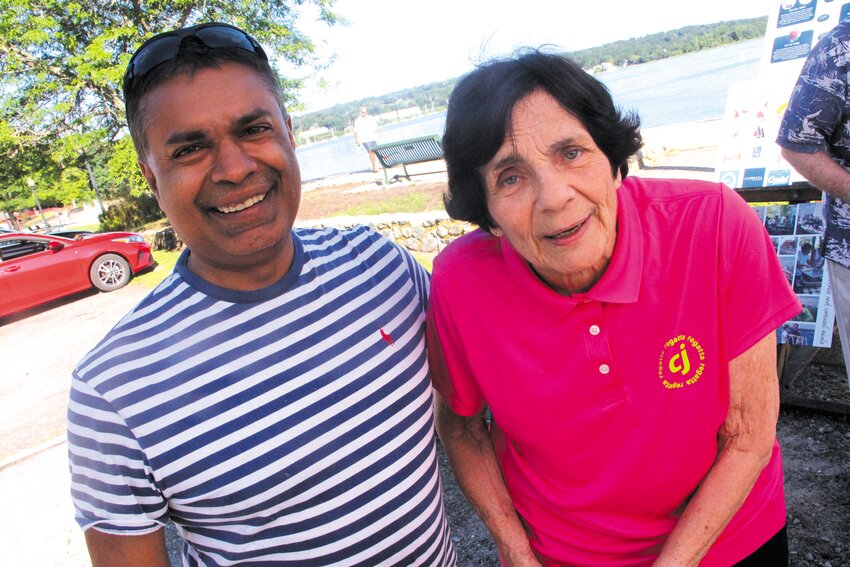 SAILING IS LIFE: CJ Buckley&rsquo;s mother, Lucy, enjoyes the regatta with Dr. Dipak Panigrahy, who worked with CJ during the time of his illness and volunteered at the event earlier this week.