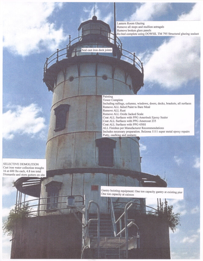 WHAT WILL GET DONE: This is one of several photographs provided by Abcore Restoration Company detailing the work to be done on Conimicut Light. (Courtesy of Abcore Restoration Company)