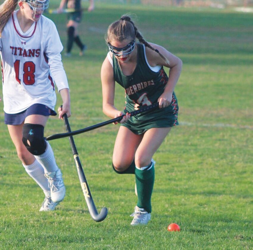 PLAYOFF READY: Sara Regine tracks down the ball against Toll Gate. (Photos by Alex Sponseller)