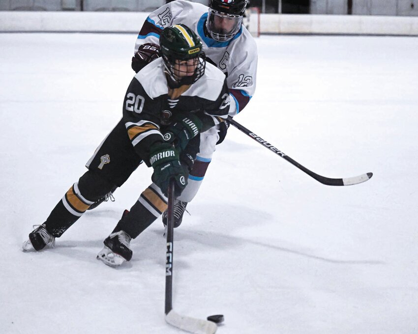 BIG START: Hendricken&rsquo;s Aidan Craft handles the puck in a recent game. (Photos by Leo van Dijk/rhodyphoto.zenfolio.com)