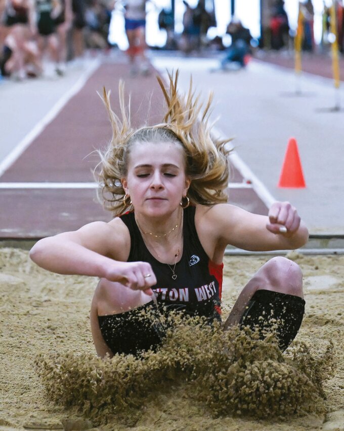 LONG JUMP: West&rsquo;s Reece Vitale last weekend. (Photos by Leo van Dijk/rhodyphoto.zenfolio.com)