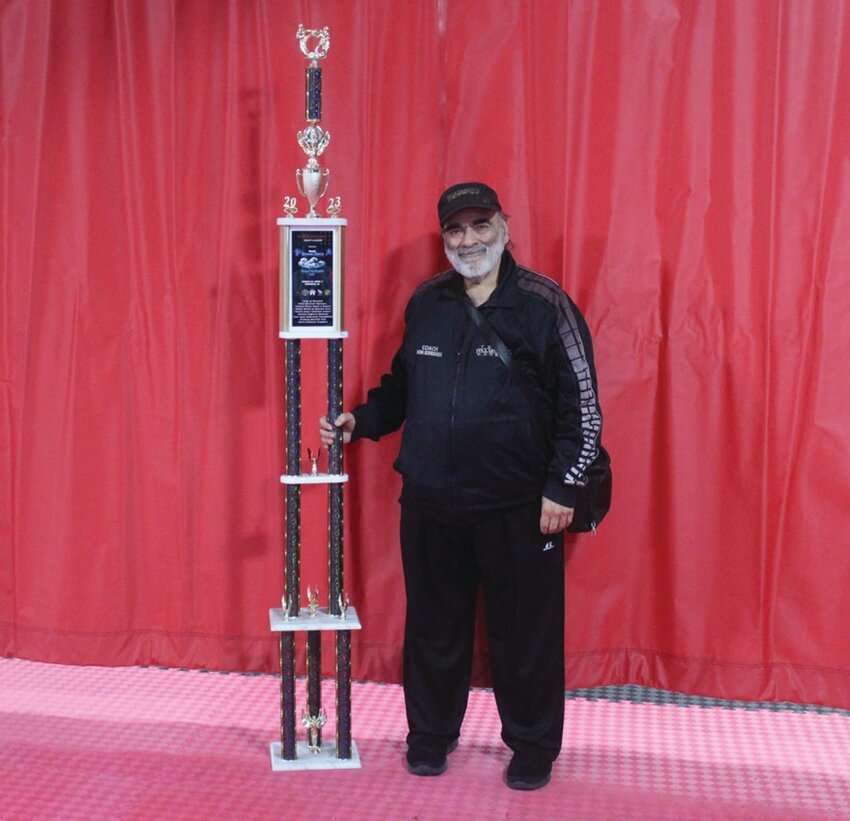 UNNING THE SHOW: Don Rodrigues shows off a trophy that will resemble the ones that will be handed out at this year&rsquo;s event. (Photo by Alex Sponseller)