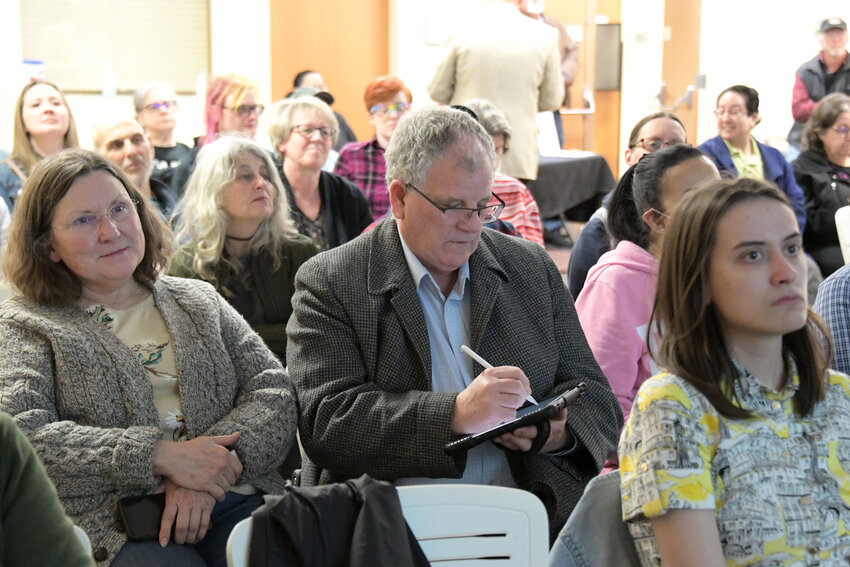 HISTORIC:  About 60 people attended Monday's special presentation by the Cranston Historical Cemeteries Commission on the forgotten graves from the old state farm. (Photos by Barbara Polichetti)