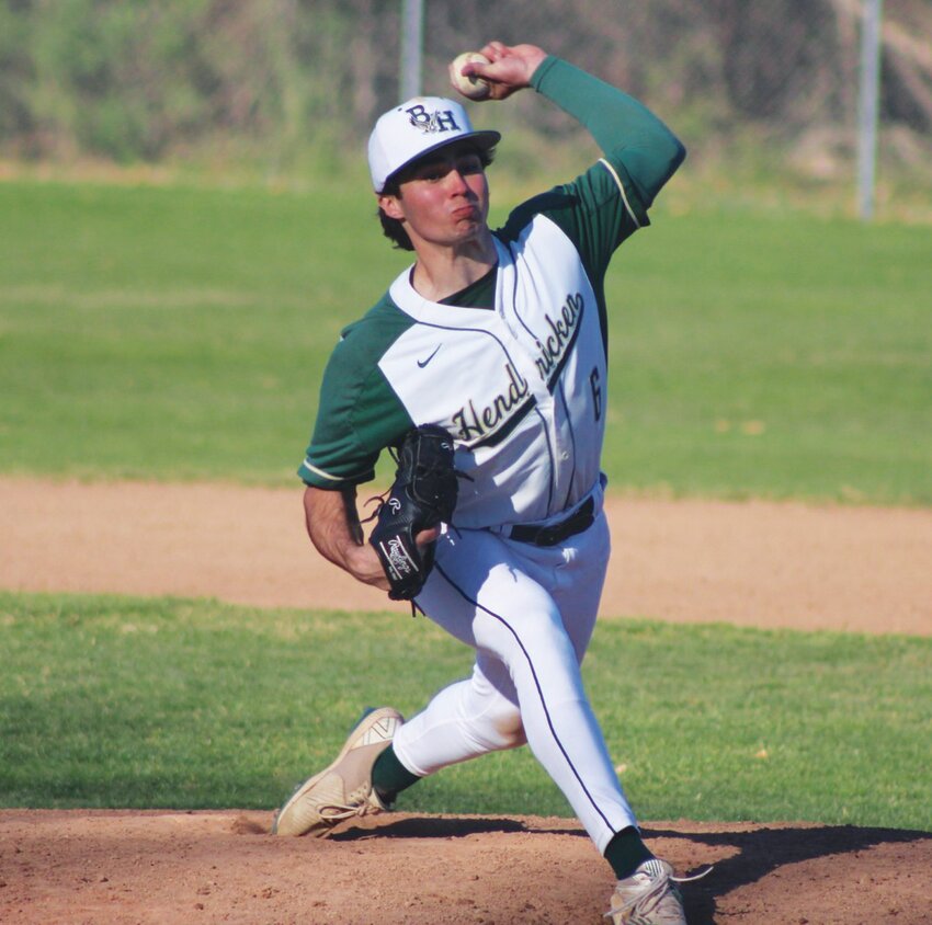 WINNING PITCHER: Hendricken&rsquo;s Griffin Crain deals on Tuesday against Pilgrim. (Photos by Alex Sponseller)