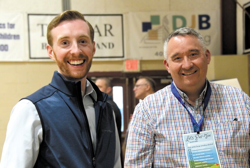 POLITICS NOT AT PLAY:   Aaron Mackisey, Chief of Staff to Mayor Frank Picozzi, (l) and  Ward 3 City Councilman Timothy Howe teamed up to make part of a foursome. The fourth was Col. Brad Connor.