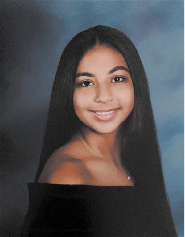 SHE MADE A PRINT: Jaylyn DeLeon&rsquo;s sash that she will wear at Commencement, with the handprints of her third grade students at Warren A. Sherman Elementary School where she student taught. (Submitted photo)