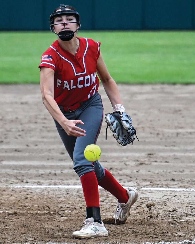 DEALING: Pitcher Mia Crudale. (Photo by Leo van Dijk/rhodyphoto.zenfolio.com)