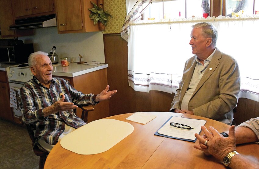 REMEMBER WHEN: Those were the days. Henry Polichetti, 108, chats with Cranston Mayor Kenneth Hopkins.