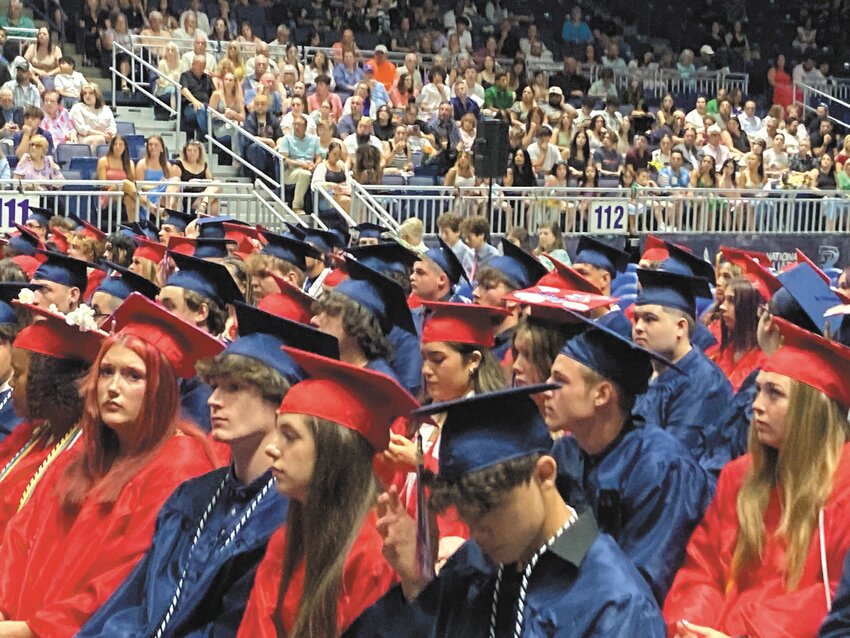 PROUD PRINCIPAL: Toll Gate graduates listen to a speech from Caluori about the years that the Class of 2024 spent at the high school.