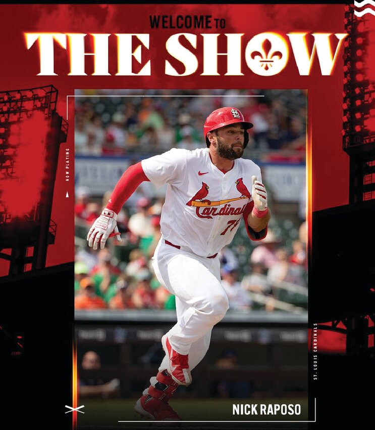 TO THE BIGS: Johnston native Nick Raposo was called up to make his major league debut with the St. Louis Cardinals against the San Francisco Giants at Busch Stadium in St. Louis. (Image courtesy St. Louis Cardinals)