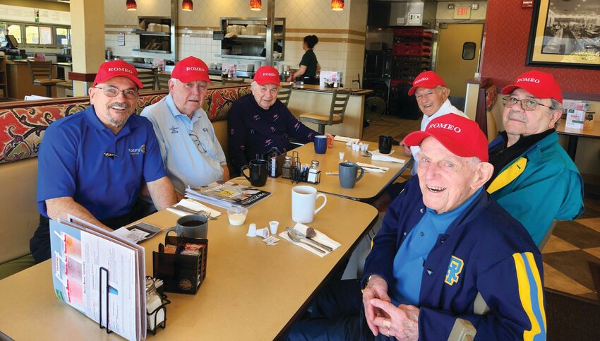 ROMEO, ROMEO, WHERE ART THOU EGGS? This pic was submitted by the group. The informal group meets every Wednesday for breakfast at the Newport Creamery in Cranston. From left to right: Marcel D'Auteuil, Bill Laurie, Vincent Cullen, Lou Marciano, Ara Boghigian and Dr. Frank DelSanto. (Submitted photo)