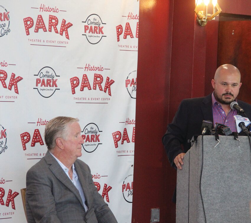 FILLING A VOID: Mayor Kenneth Hopkins said that the historic Park Theater reopening “fills a void” in Cranston and will spur economic development. (Cranston Herald photo by Ryan Doherty)