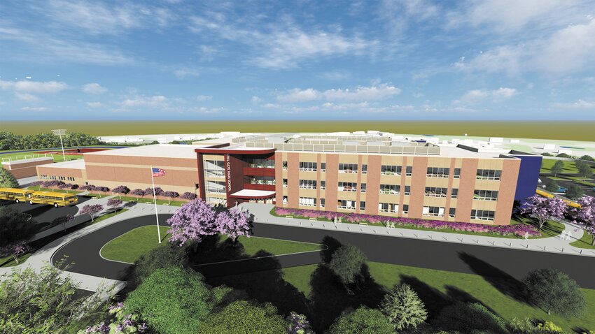 A NEW TOLL GATE: Architects showed renderings of a three-story Toll Gate High School last week at a special School Committee meeting dedicated to progress on the design of new Toll Gate and Pilgrim High Schools. Construction on the schools is projected to start in March 2025.