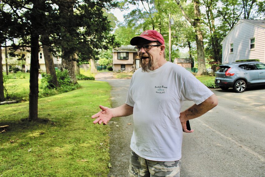 BUCKEYE BROOK&rsquo;S #1 FAN: Paul Earnshaw, sporting a custom Buckeye Brook t-shirt that he received as a gift from a friend, fondly recalls his memories of spending time in and around the brook (Beacon photo by Greta Shuster)