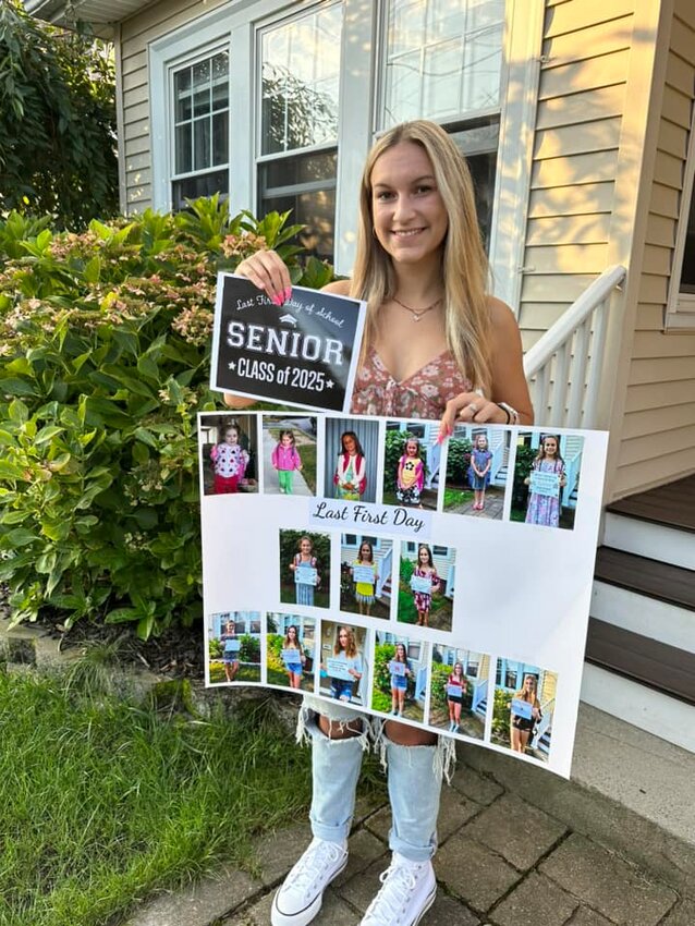 LAST FIRST DAY: Ava Thurber, CHSW class of 2025, celebrates her &ldquo;last first day&rdquo; of school. (Photo courtesy Cheryl Richard Thurber)