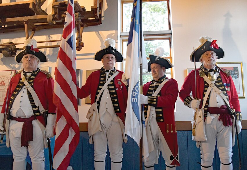 THE RANGERS ARE IN: The Pawtuxet Rangers standing at attention during the installation of officers. (Herald photos by Barbara Polichetti)