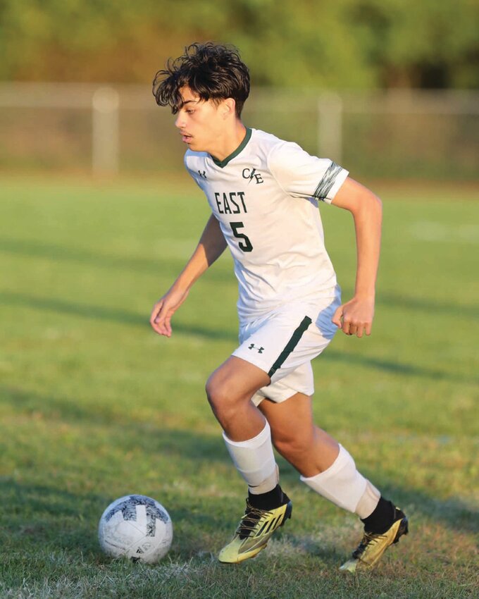 TWO GOALS: East&rsquo;s Fabricio Mariscal, who scored two goals against Mt. Pleasant. (Photo by Mike Zawistoski)