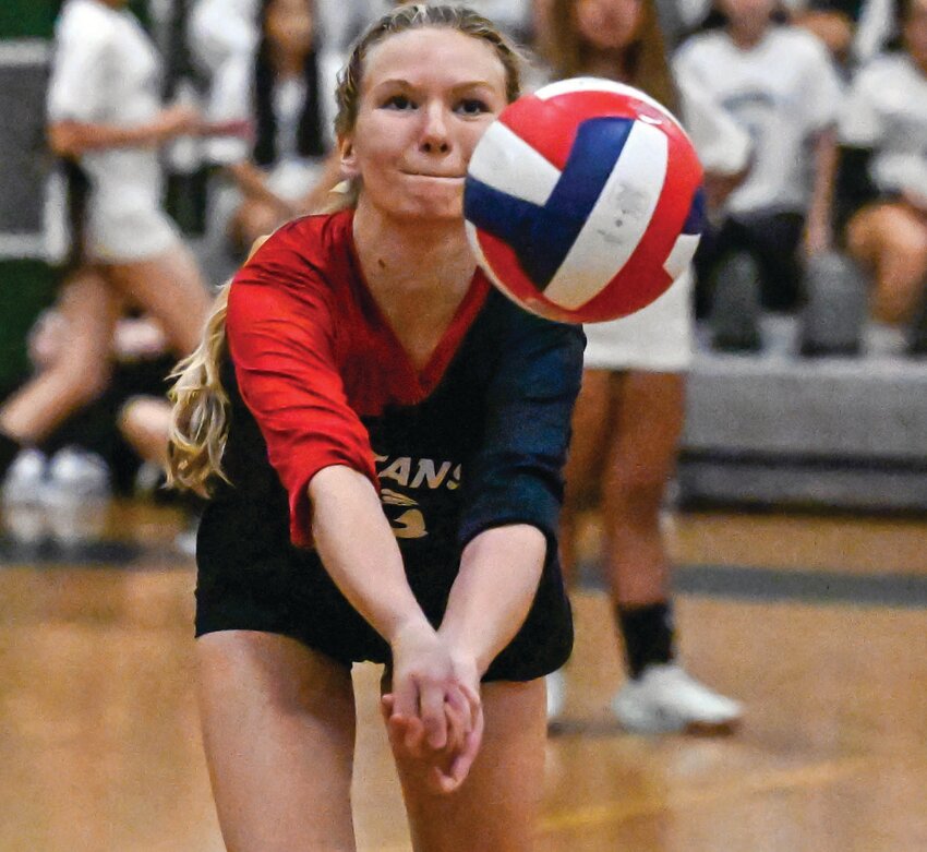 BOUNCE BACK: Toll Gate&rsquo;s Samantha Meunier returns a shot in a recent match. (Photo by Leo van Dijk/rhodyphoto.zenfolio.com)