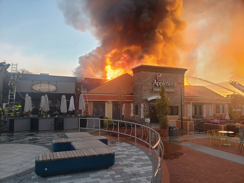 TOTAL LOSS: Cranston Fire Chief Robert Ryan called the fire &ldquo;a total loss.&rdquo; He provided this photo from the scene outside Applebee&rsquo;s in Garden City early Wednesday morning, Oct. 16.