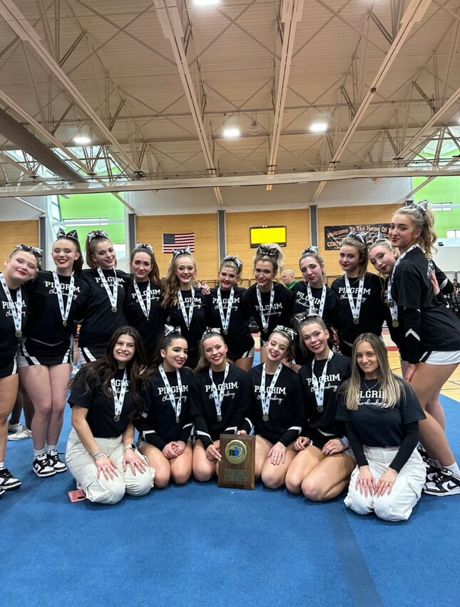 The Pilgrim cheer team after winning the state title last year.