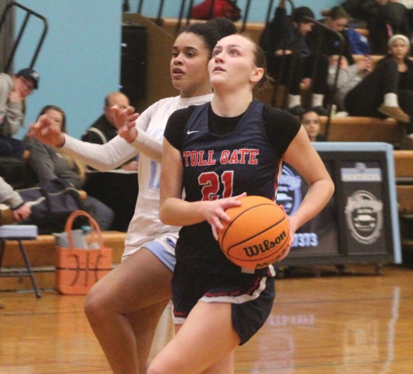 Mary McNulty drives to the basket in last week&rsquo;s regular season finale. Beacon Media photo by Alex Sponseller