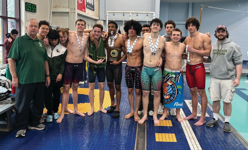 The Bishop Hendricken swim team after winning the Division I title last weekend at Roger Williams University. Submitted photo