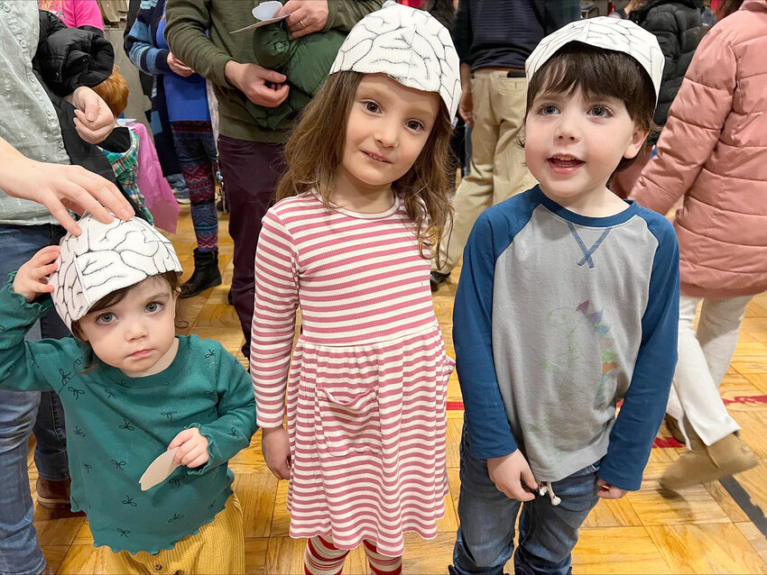 From left to right: Ruby Skelly, Saoirse Belcher, Caleb Skelly. Saoirse and Ruby are kindergarteners who are attending STEAM for the first time.