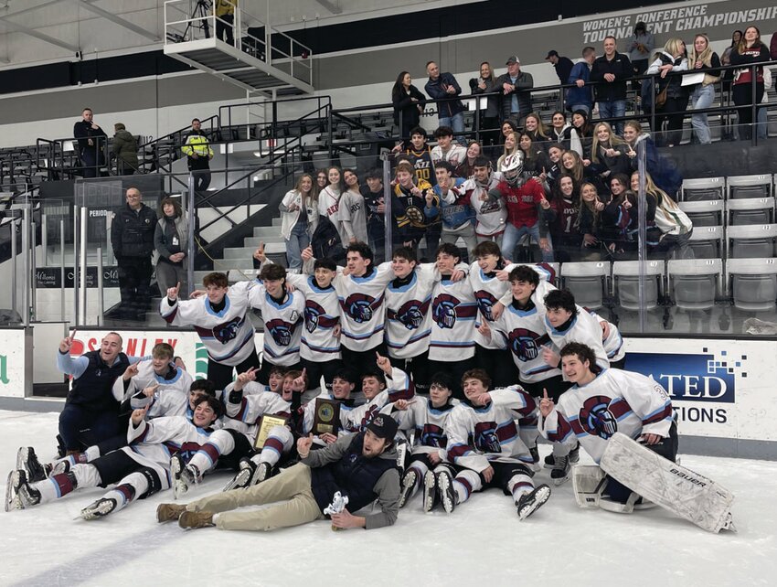 The East Greenwich/Toll Gate boys hockey team after winning the title.