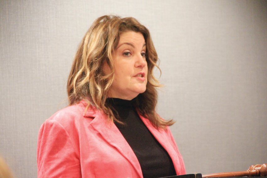 Kristen Adamo, Providence Warwick Convention &amp; Visitors Bureau executive director, a Warwick resident, addresses the Warwick Rotary.  Beacon Media photo by John Howell