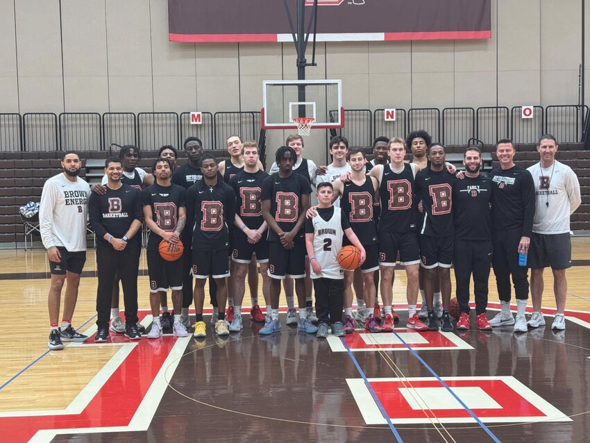 Gavin Silva with the Brown University basketball team