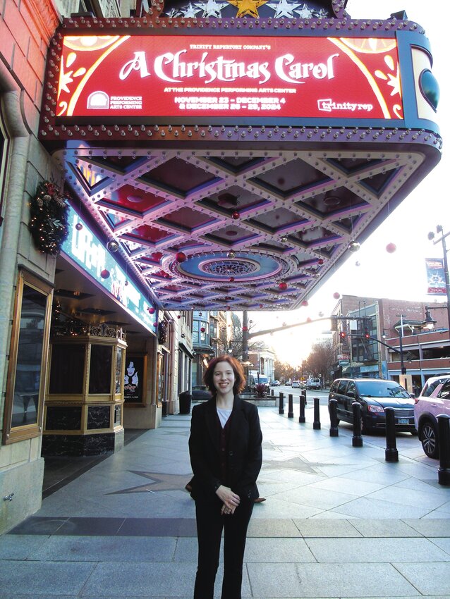 Senior Pilgrim High School student, Audrey Kuiawa, pictured in front of the Providence Performing Arts Center.