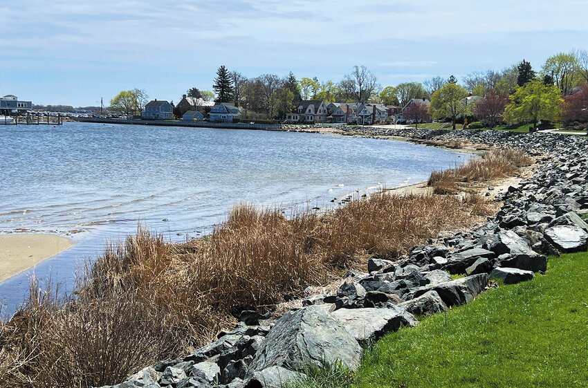 A view across Stillhouse Cove. Once a state park, the site was deeded to the City of Cranston in 1984 with the stipulation that it be a conservation area for passive recreation.
