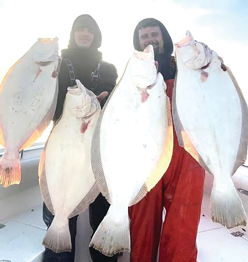 Capt. Brandon Hagopian (right) of B-Hagz Bait and Adventures charters, said, “Squid and monster fluke will soon be here. Last year at the beginning of May we went summer flounder fishing after dropping off a night squid charter and caught seven double digit fluke.” Submitted photo