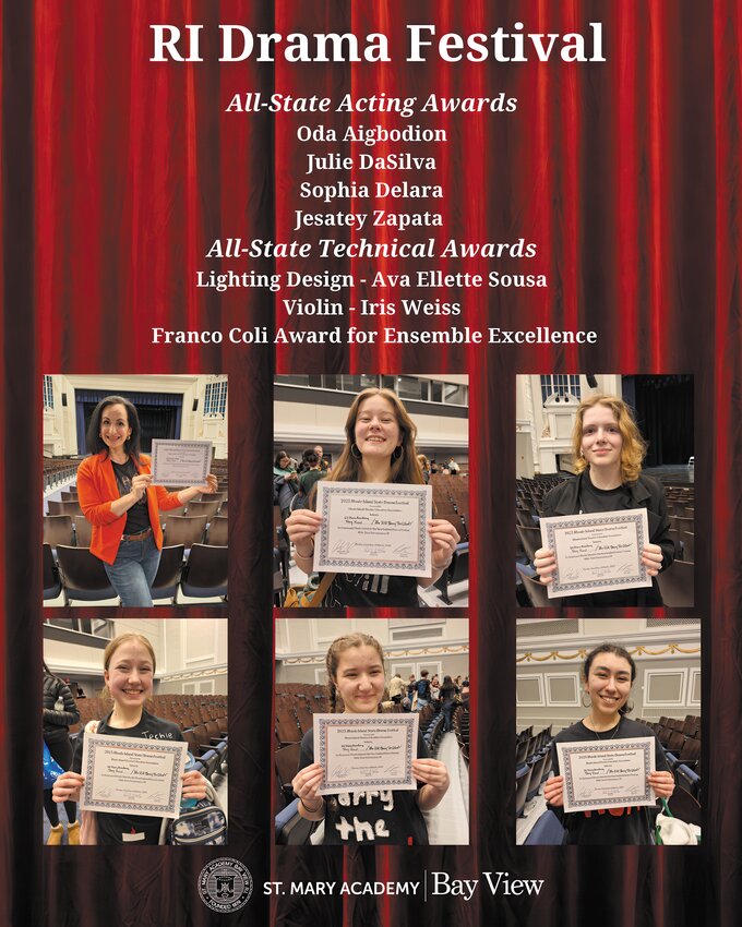 Warwick residents and St. Mary Academy Bay View students, Oda Aigbodion and Iris Weiss earned an all-state acting and technical awards at last month&rsquo;s Rhode Island State Drama Festival. Submitted photo