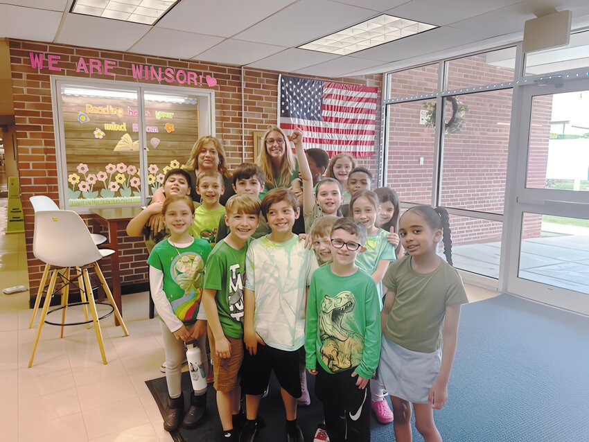 Second Grade students from Winsor&nbsp;Hill marking the importance of mental health awareness together.