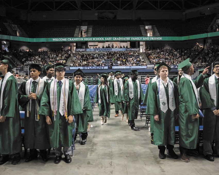 Cranston East’s 130th graduating class enters the venue.