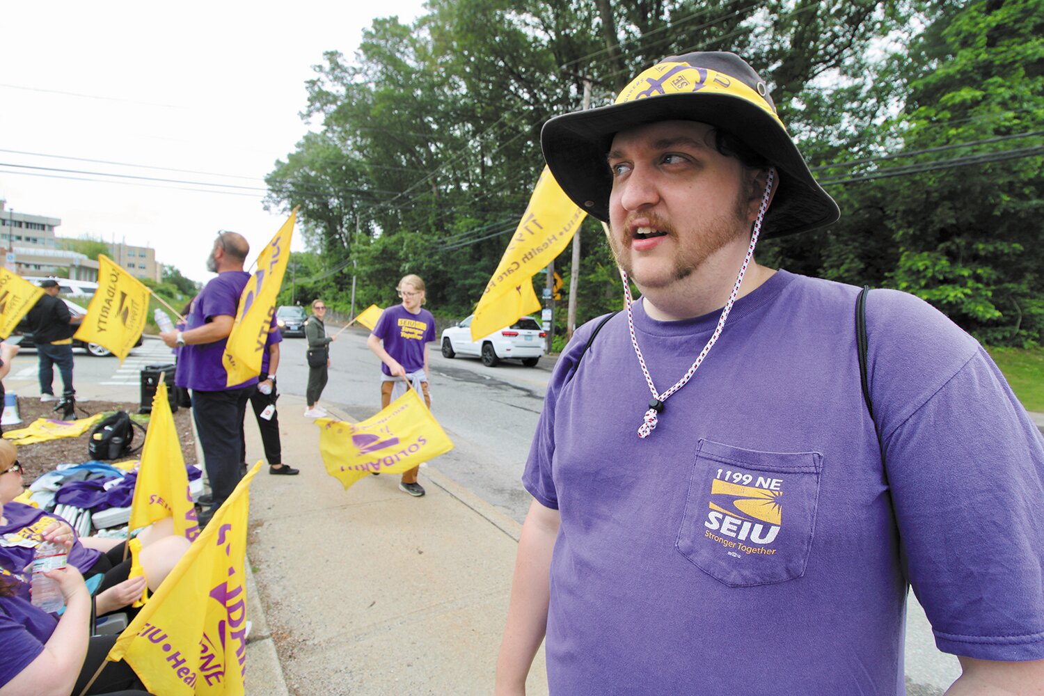 Striking Butler workers picket Kent Hospital